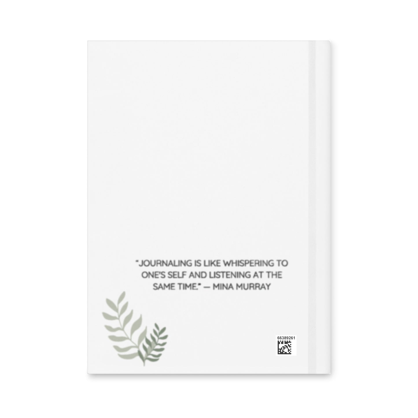 Back cover of the Elixir Minimalist Daily Journal with quote and green ferns