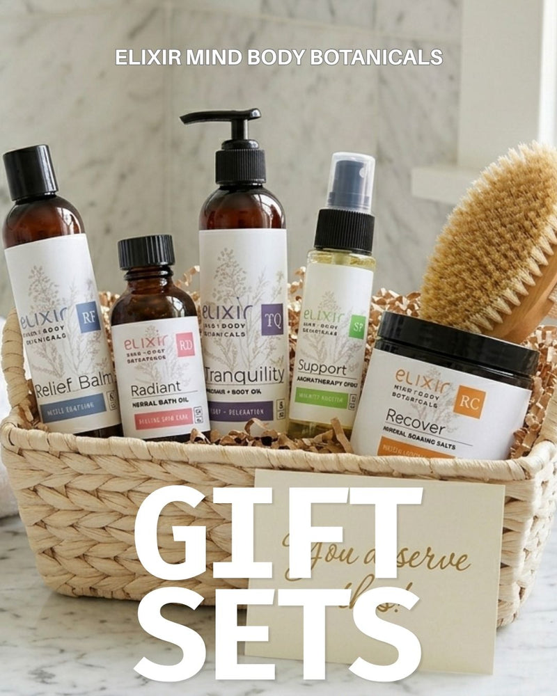 Elixir Mind Body Botanicals 6 Signature Blend Gift Sets are available from Elixir Mind Body Boutique