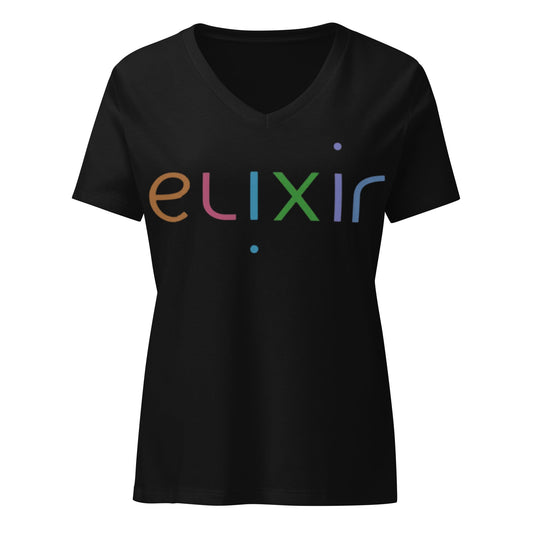 Elixir rainbow women’s relaxed v-neck t-shirt - Elixir Mind Body Boutique