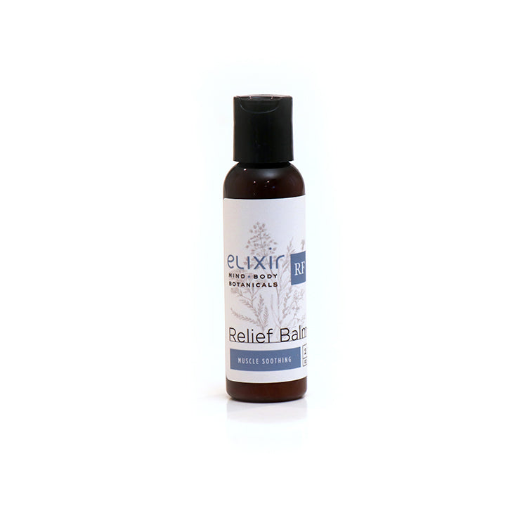 Elixir Mind Body Botanicals Relief Balm Bottle 2 oz Travel Size Bottle