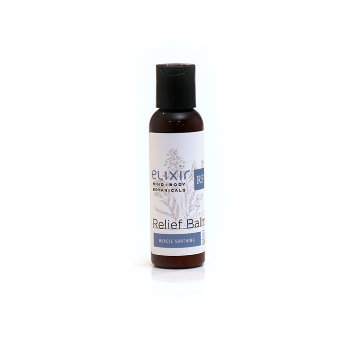 Elixir Mind Body Botanicals Relief Balm Bottle 2 oz Travel Size Bottle