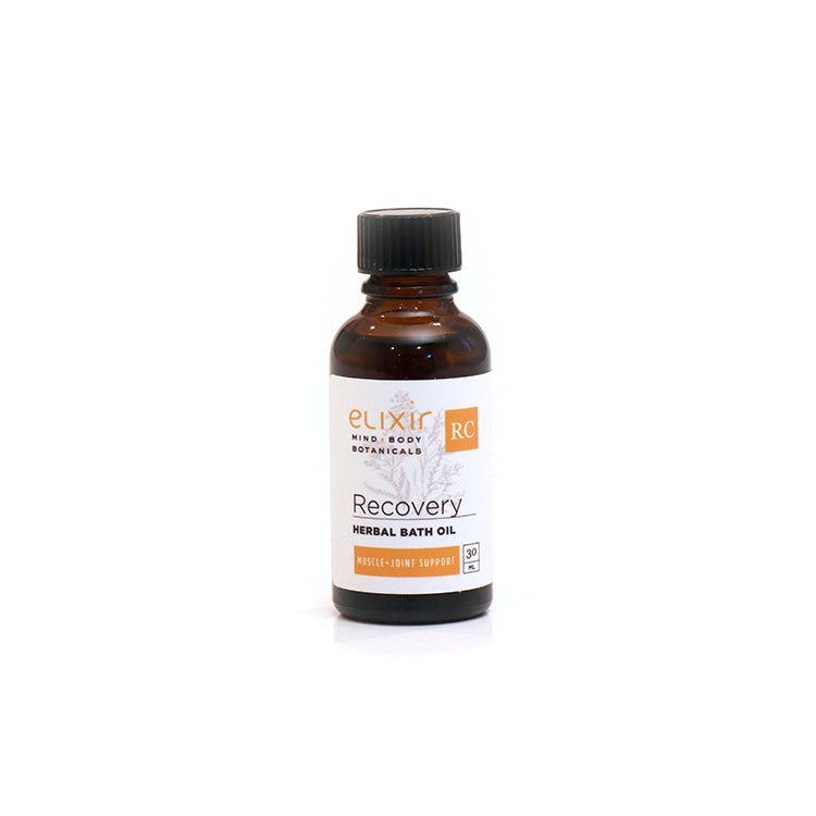 Elixir Mind Body Botanicals Recover Herbal Bath Oils are available from Elixir Mind Body Boutique
