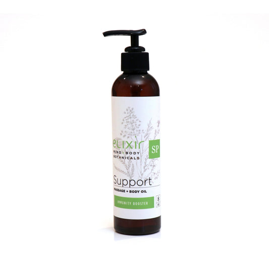 Elixir Mind Body Botanicals Support Massage + Body Oil available at Elixir Mind Body Boutique